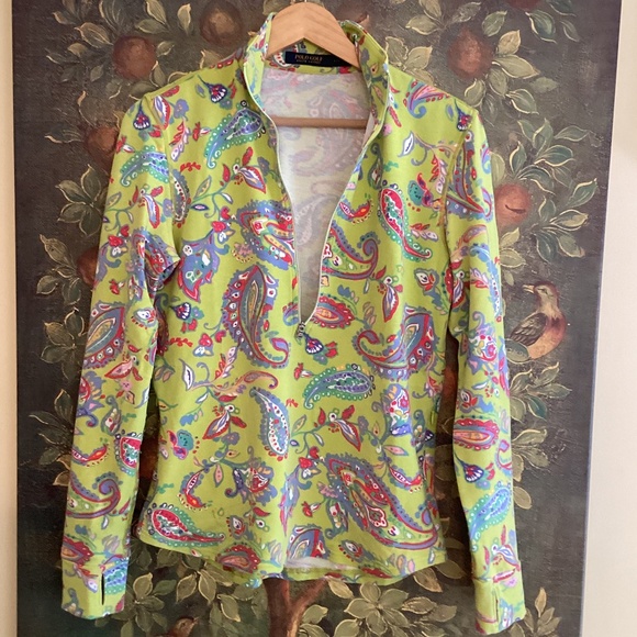 Ralph Lauren Polo Golf Half Zip Pullover Paisley Print French Terry Bright Color - Picture 6 of 11